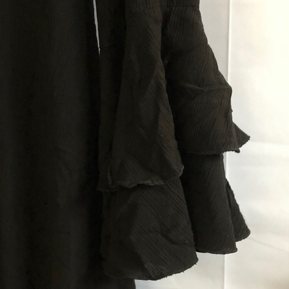 Zara Long Bell Sleeve Dress.  Black.  Size Medium - Picture 3 of 8